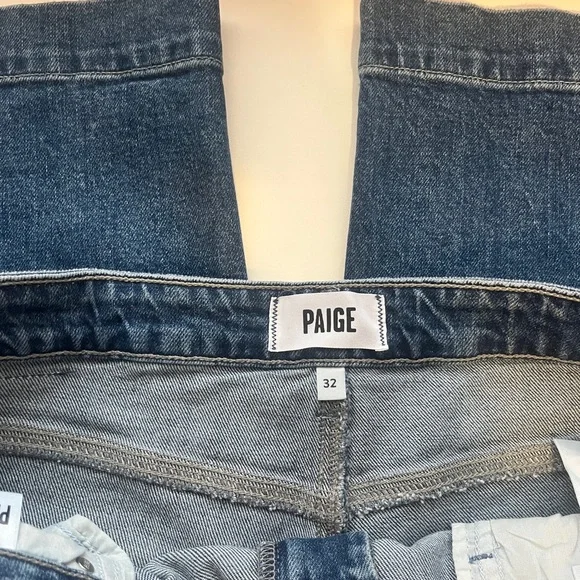 NWT PAIGE Harper Ankle Blue Denim Wide Leg Sz 32 - Picture 4 of 7